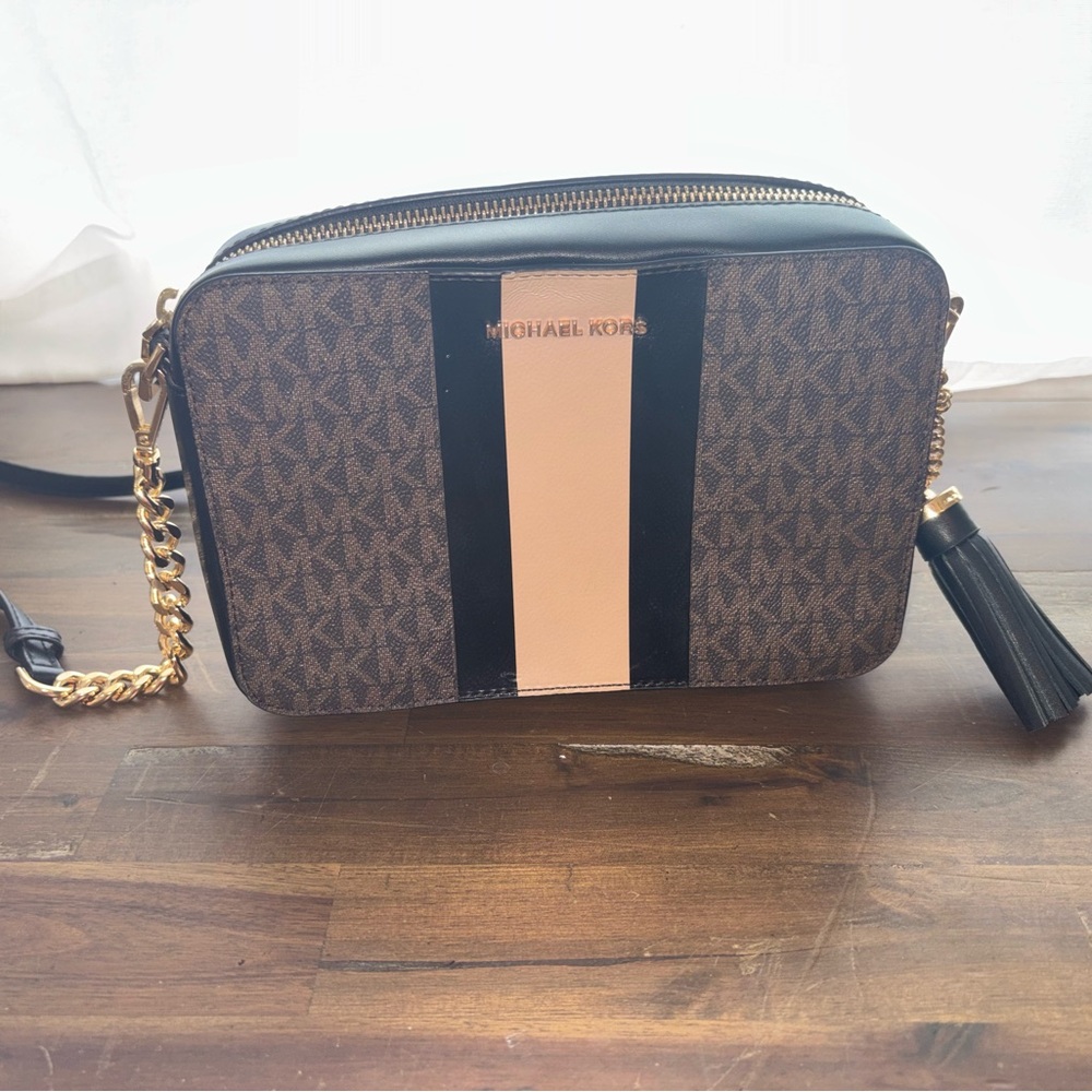 Michael Kors Black and Brown Crossbody Bag